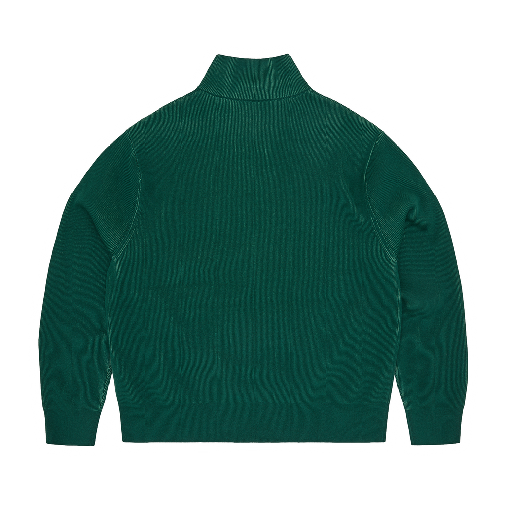 2 TONE RIBBED KNIT ZIP UP [GREEN]