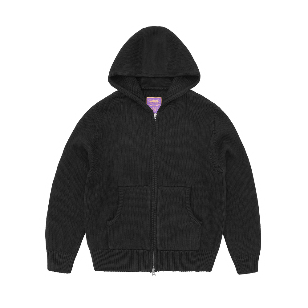 ALCATRAZ HEAVY KNIT ZIP HOODIE [BLACK]