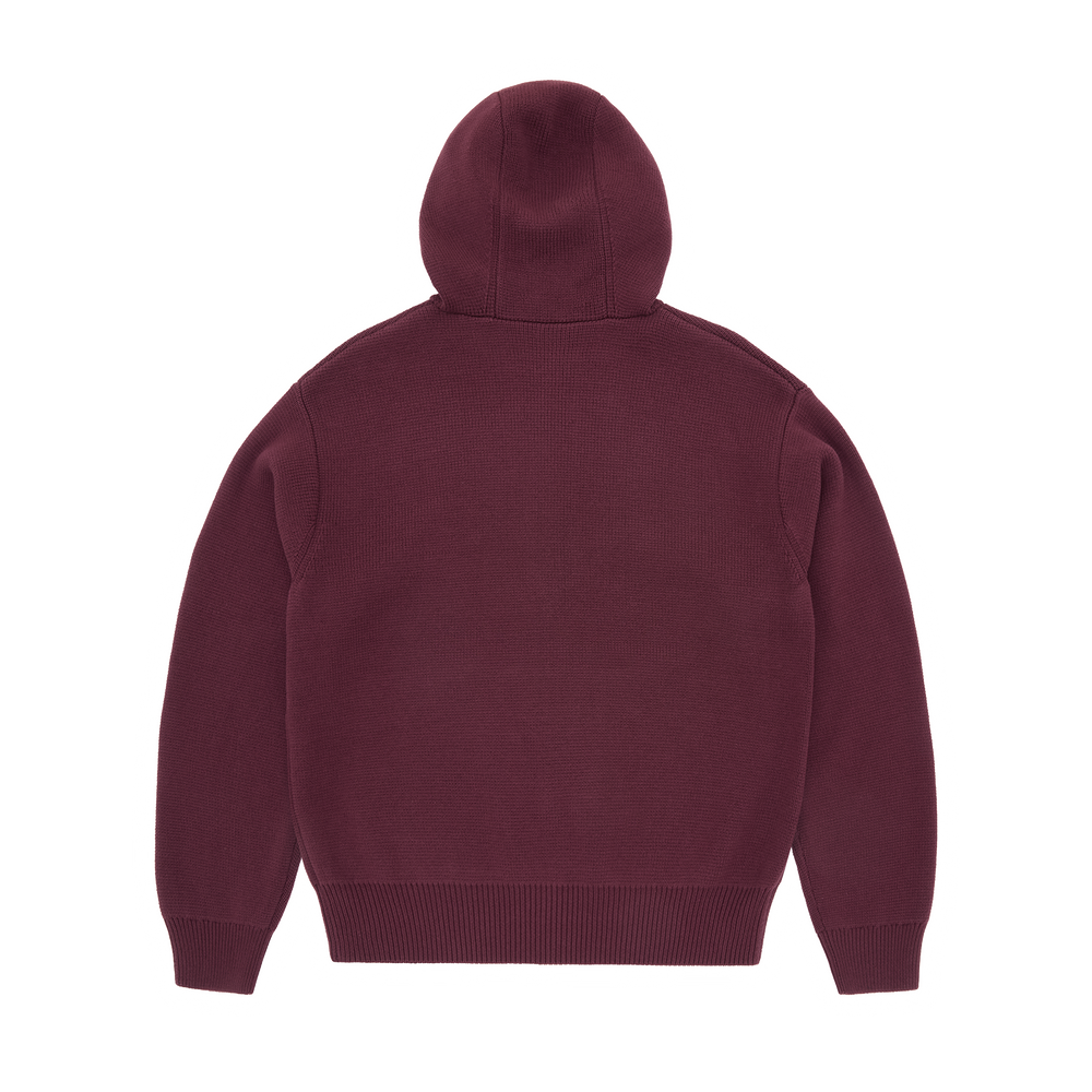 3M COLLEGE KNIT ZIP HOODIE [WINE]