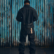 DUAL STRIPE DENIM JACKET [WASHED BLACK]
