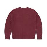 CROCHET APPLIQUE KNIT CREW [BURGUNDY]