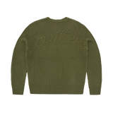 CROCHET APPLIQUE KNIT CREW [KHAKI]