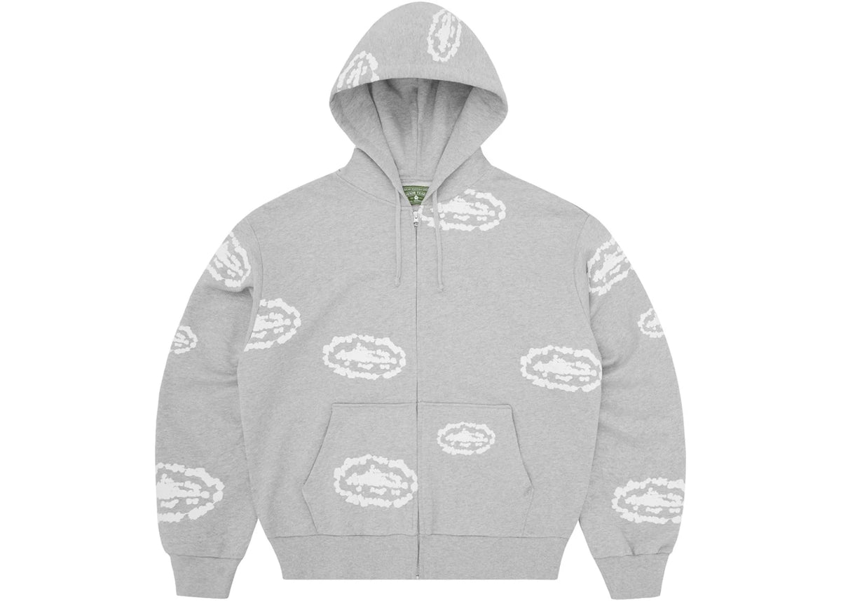CORTEIZ X DENIM TEARS ISLAND WREATH ZIP HOODIE [HEATHER GREY]