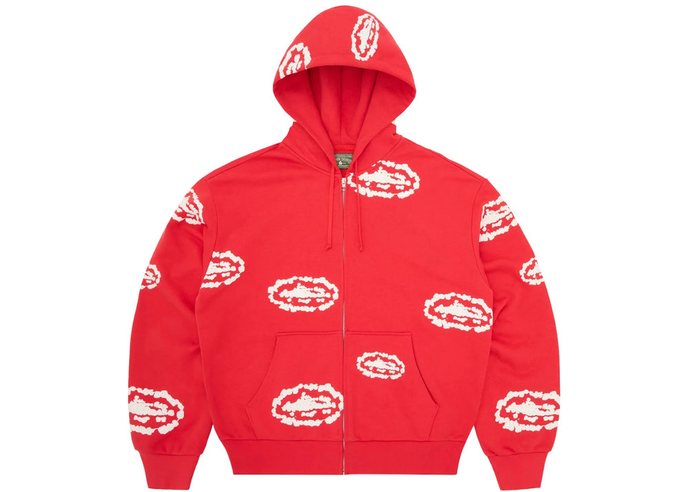 CORTEIZ X DENIM TEARS ISLAND WREATH ZIP HOODIE [RED]