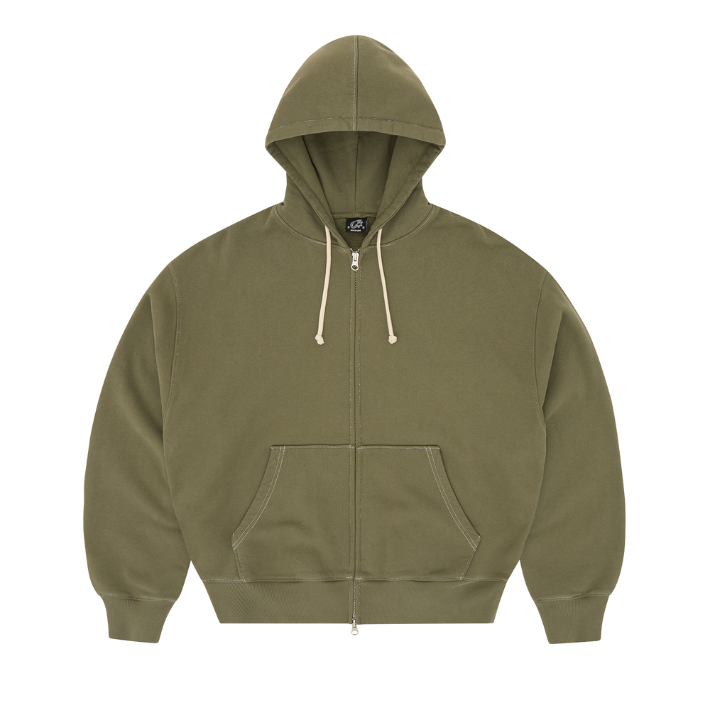 DIPLOMATIC ZIP HOODIE [OLIVE]