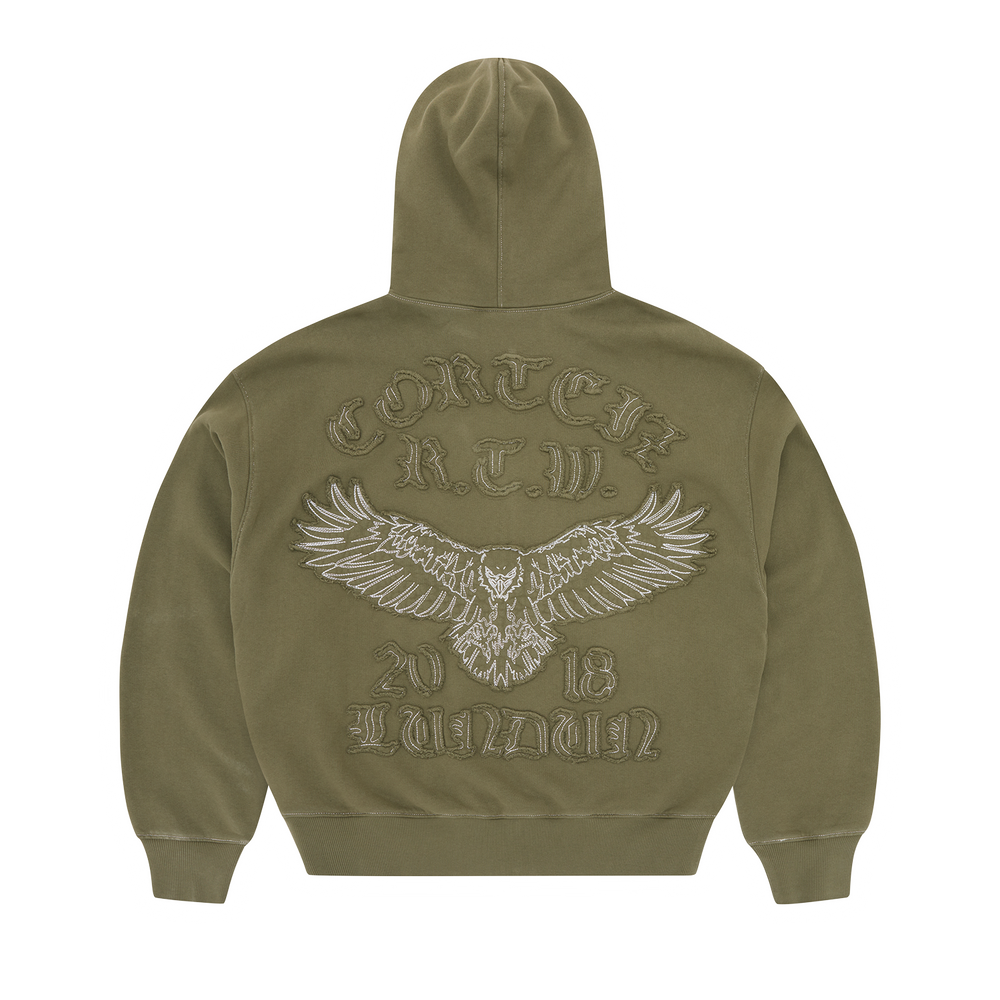 DIPLOMATIC ZIP HOODIE [OLIVE]