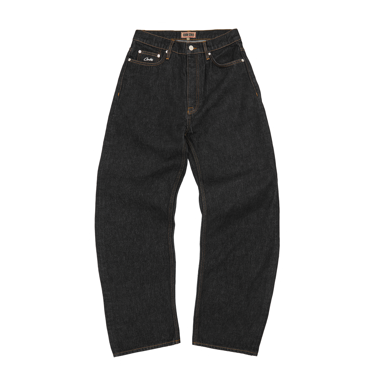 DUAL STRIPE BAGGY JEANS [WASHED BLACK]