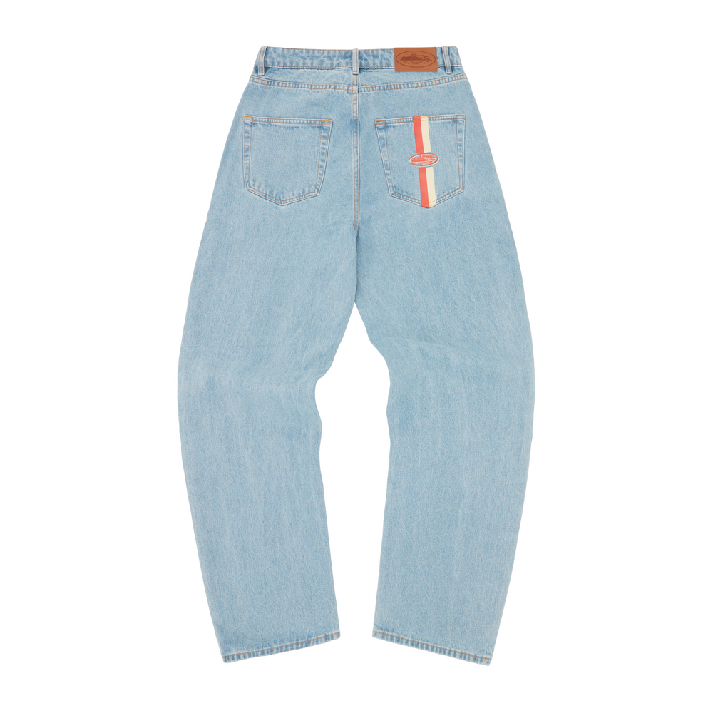 DUAL STRIPE BAGGY JEANS [STONEWASH]