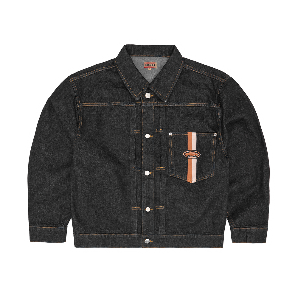 DUAL STRIPE DENIM JACKET [WASHED BLACK]
