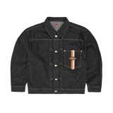 DUAL STRIPE DENIM JACKET [WASHED BLACK]