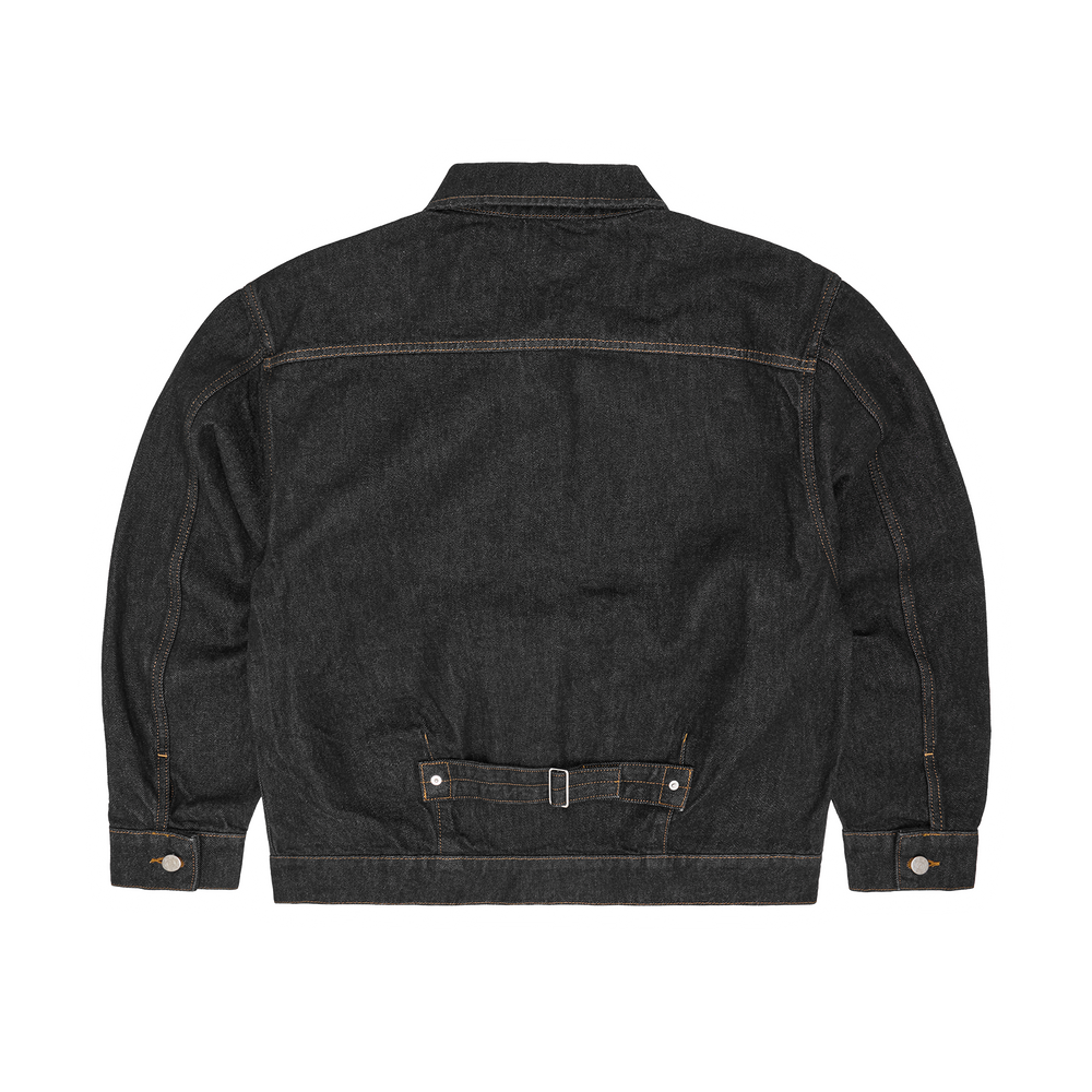 DUAL STRIPE DENIM JACKET [WASHED BLACK]