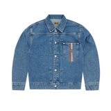 DUAL STRIPE DENIM JACKET [MIDWASH]
