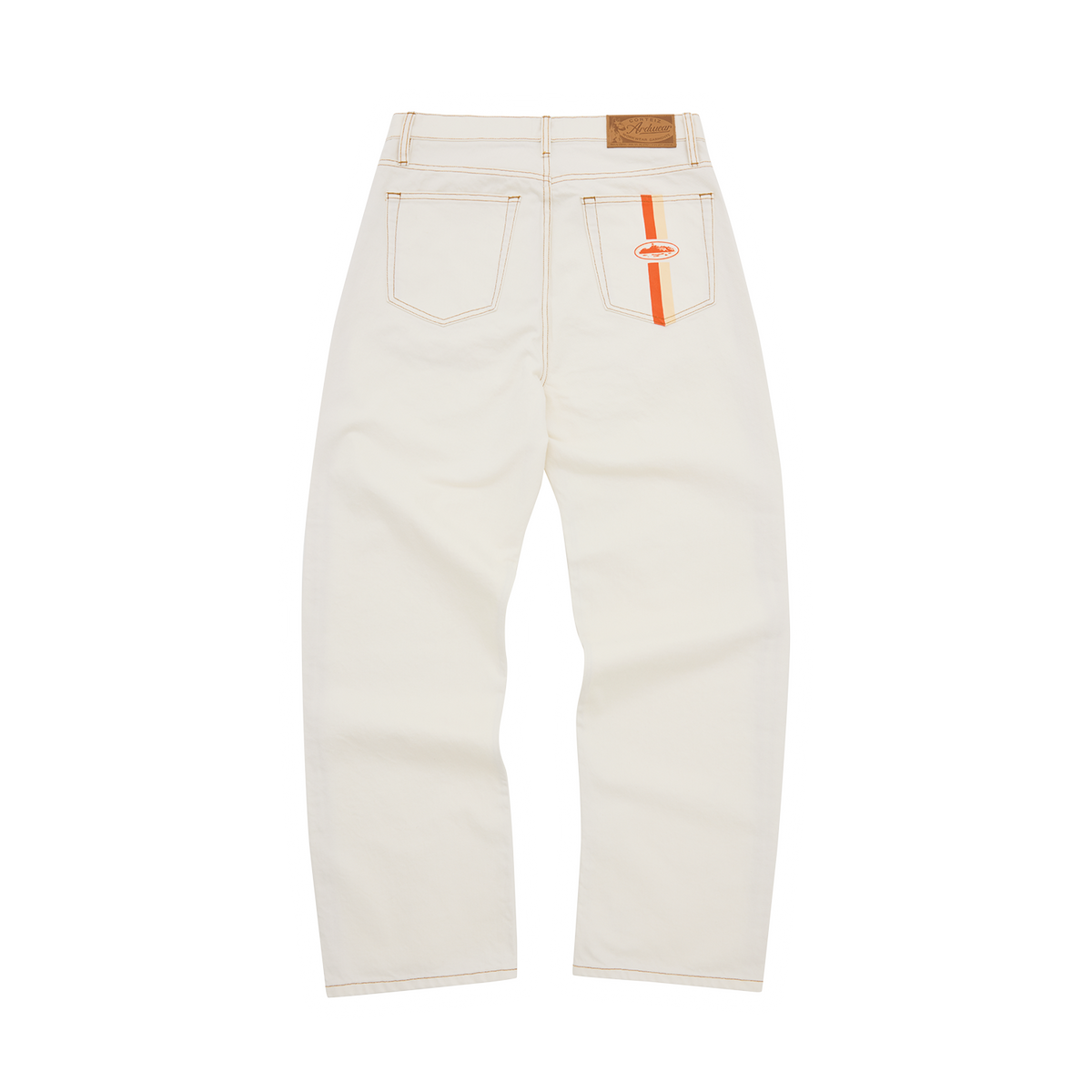 DUAL STRIPE BAGGY JEANS [OFF WHITE]