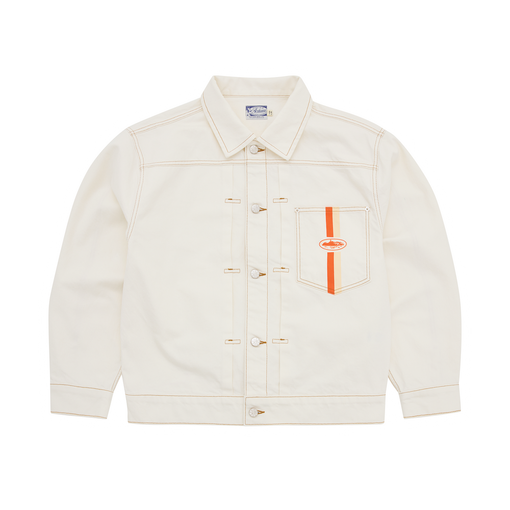 DUAL STRIPE DENIM JACKET [OFF WHITE]