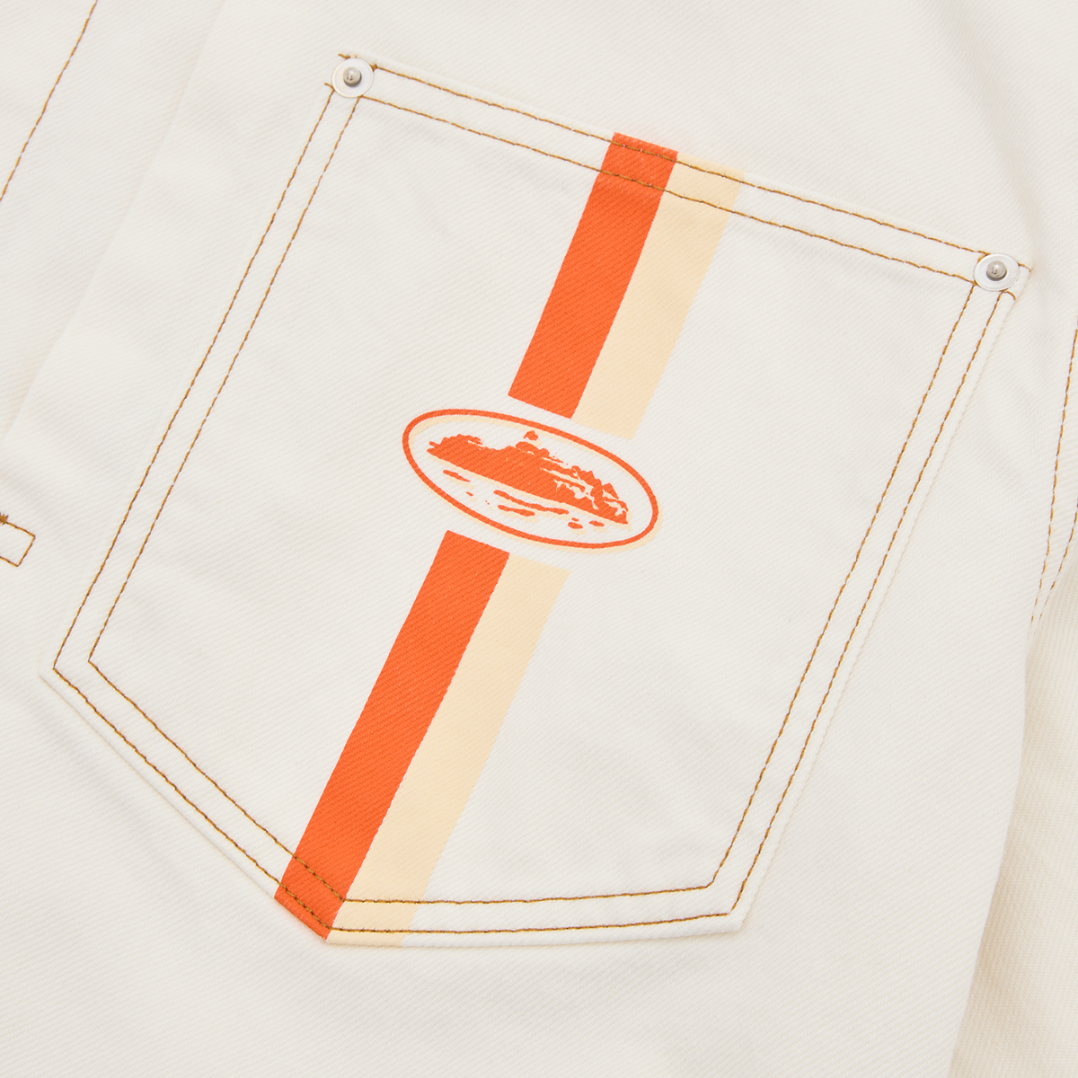 DUAL STRIPE BAGGY JEANS [OFF WHITE]