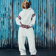 HMP STRIPE RIB HOODIE [LIGHT HEATHER]
