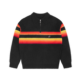 GRADIENT HALF KNIT ZIP PULLOVER [BLACK]