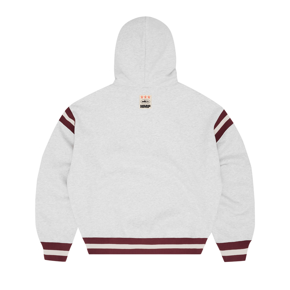HMP STRIPE RIB HOODIE [LIGHT HEATHER]