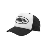 ISLAND PUFF PRINT TRUCKER HAT [WHITE/BLACK]