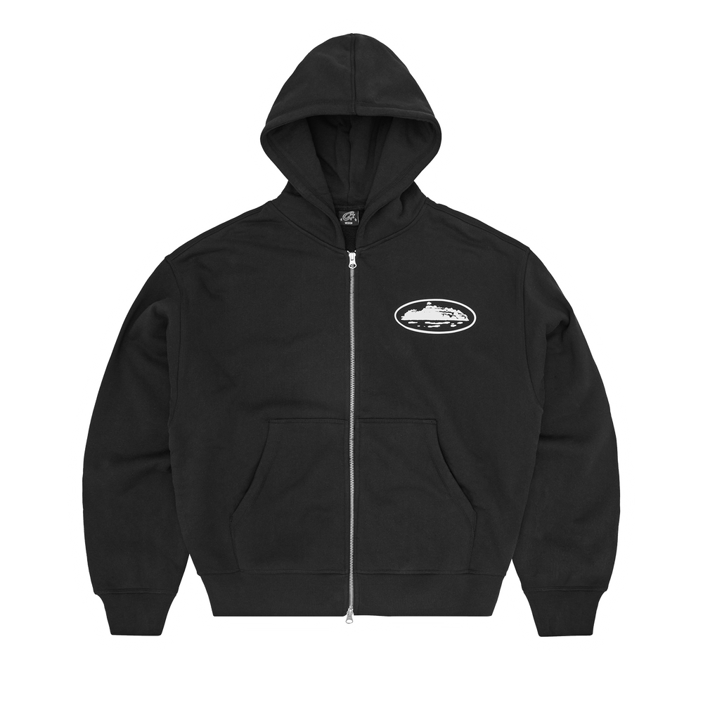 ISLAND PUFF PRINT ZIP HOODIE [BLACK]