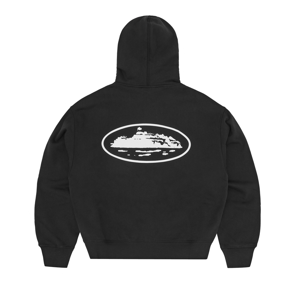 ISLAND PUFF PRINT ZIP HOODIE [BLACK]