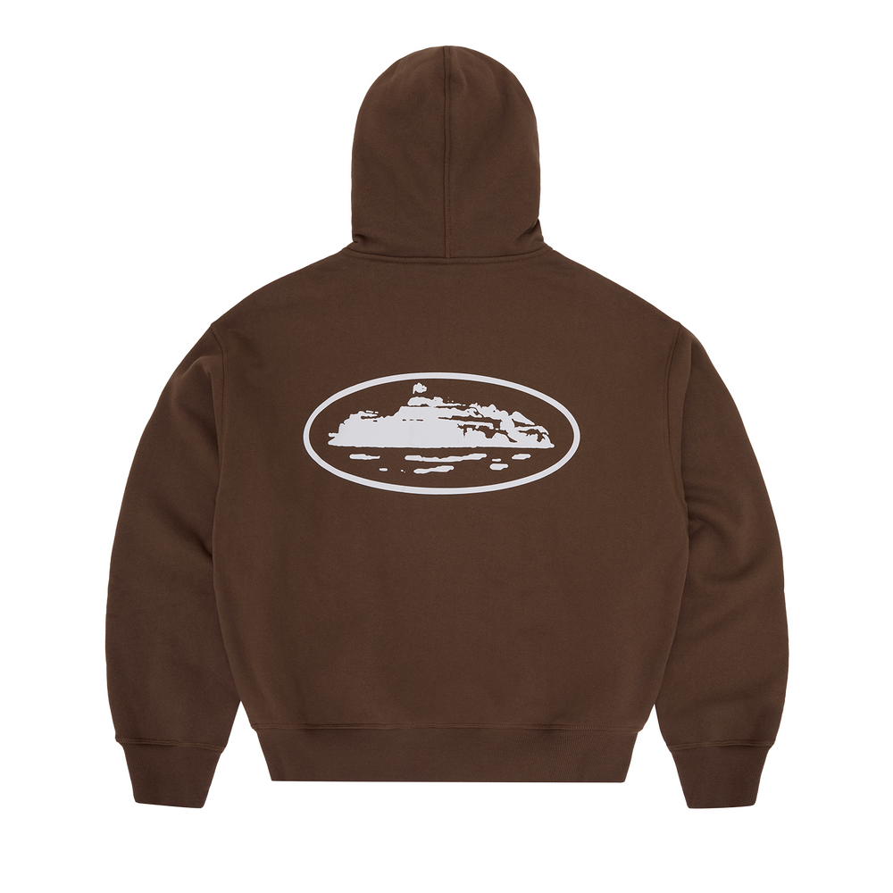 ISLAND PUFF PRINT ZIP HOODIE [BROWN]