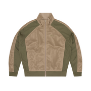 MESH PANEL TRICOT TRACK JACKET [TAN / OLIVE]