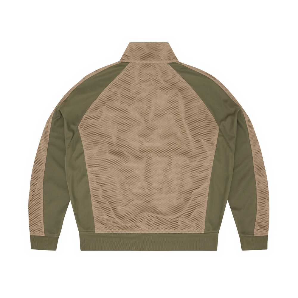 MESH PANEL TRICOT TRACK JACKET [TAN / OLIVE]