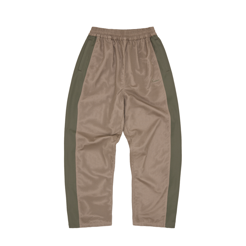 MESH PANEL TRICOT TRACK PANT [TAN / OLIVE]
