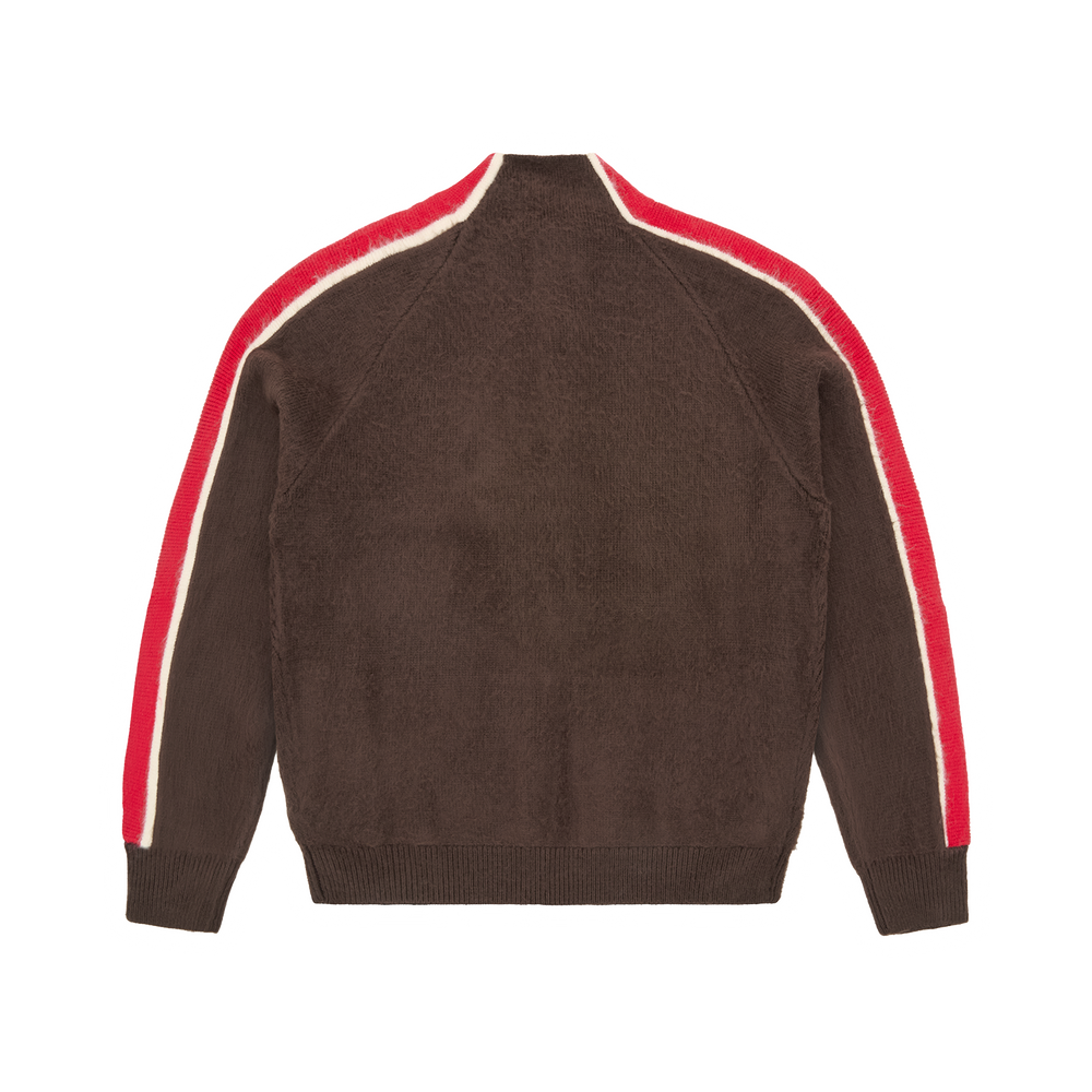 MULTI STRIPE KNIT ZIP UP [BROWN]