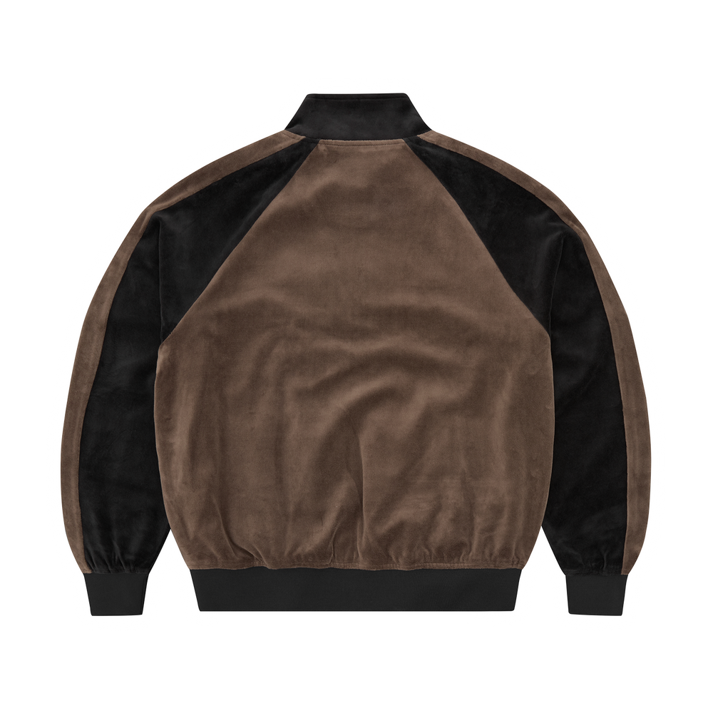 PISTA VELOUR TRACK JACKET [BLACK/BROWN]